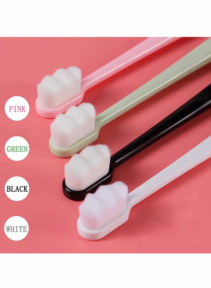Extra Soft Toothbrush for Sensitive Gums with 20000 Floss Bristle Pregnant Women, Elderly, Adult, Kid, Braces and Gum Recessions (Black, White, Green, Pink)