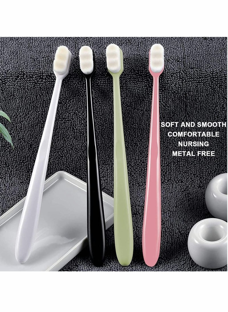Extra Soft Toothbrush for Sensitive Gums with 20000 Floss Bristle Pregnant Women, Elderly, Adult, Kid, Braces and Gum Recessions (Black, White, Green, Pink)