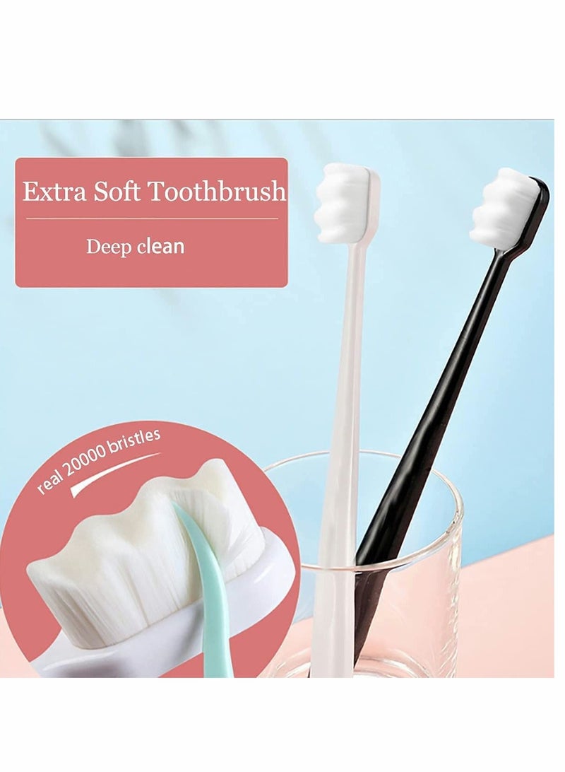 Extra Soft Toothbrush for Sensitive Gums with 20000 Floss Bristle Pregnant Women, Elderly, Adult, Kid, Braces and Gum Recessions (Black, White, Green, Pink)