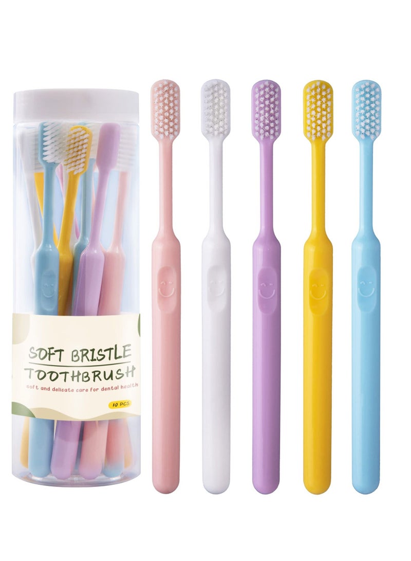 10 pcs Soft Toothbrushes in Eco-Friendly Packaging Adults Travel Manual Medium Extra Clean Toothbrush for Sensitive Teeth Pregnant Women Elderly Kids Seniors