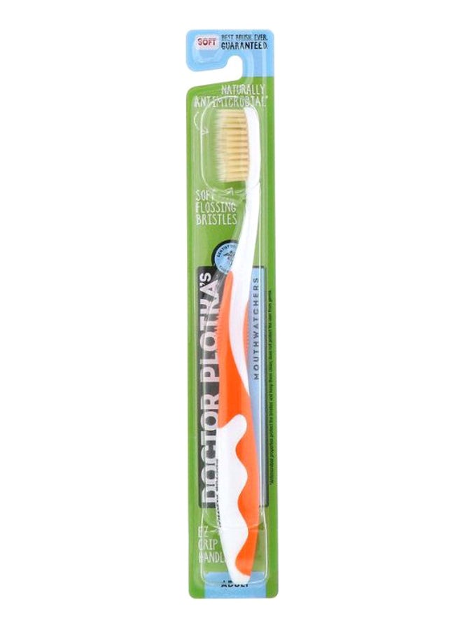 Naturally Mouthwatcher Antimicrobial Toothbrush Orange/White/Beige