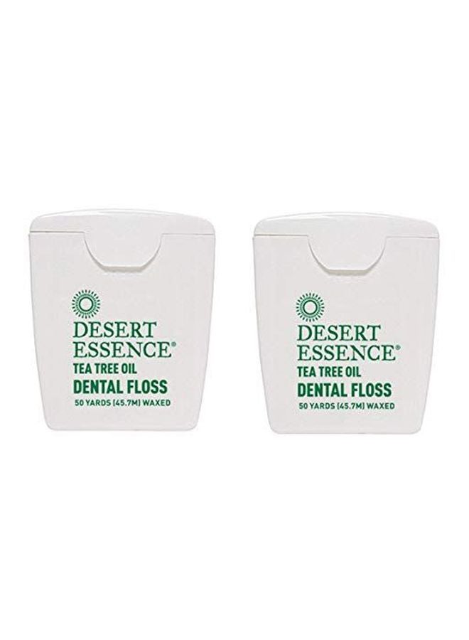 2-Piece Tea Tree Oil Dental Floss Set White 50yard