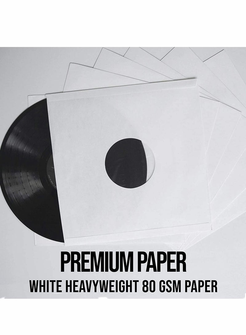 Poly Lined Paper Protective Sleeves for LP Records, 20 Pcs LP Collection Protection and Storage Inner Sleeves (80 GSM White Kraft Paper)