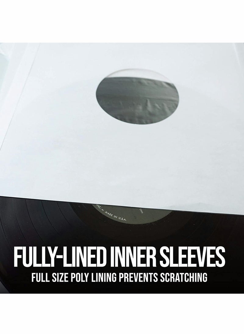 Poly Lined Paper Protective Sleeves for LP Records, 20 Pcs LP Collection Protection and Storage Inner Sleeves (80 GSM White Kraft Paper)