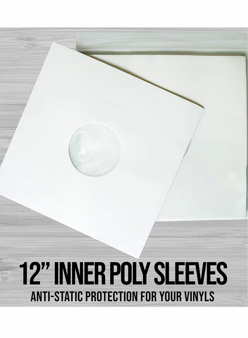 Poly Lined Paper Protective Sleeves for LP Records, 20 Pcs LP Collection Protection and Storage Inner Sleeves (80 GSM White Kraft Paper)