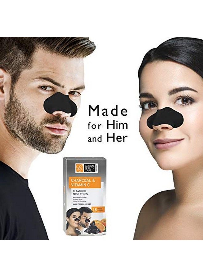 Premium 18 Nose Cleansing Strips Of Activated Charcoal & Vitamin C Nose Strips For Blackheads Removal Charcoal Blackhead Remover Strips 18 Ct