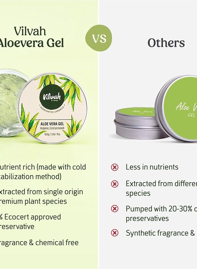 Aloe Vera Gel with 99% Pure Natural Aloe Vera for Face, Styling Gel for Hair, Skin Moisturizer, Hydrates and Soothes with Vitamin E and No Paraben, 100g (Pack of 1)