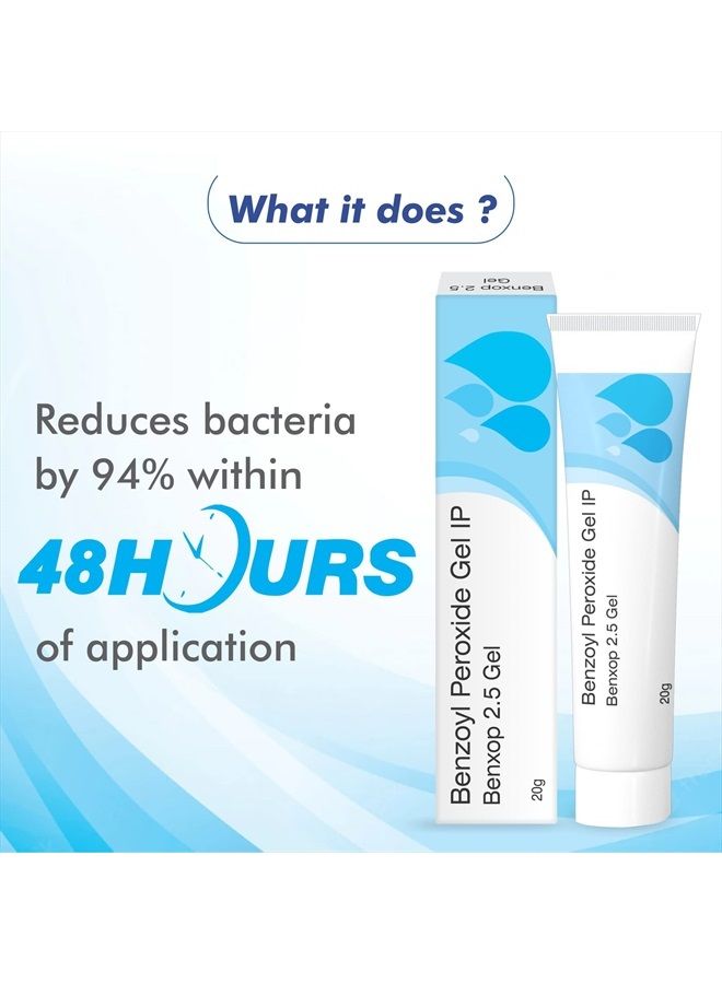 Benxop Benzoyl Peroxide 2.5% Pimples Cream 20gm (0.70 Fl Oz)