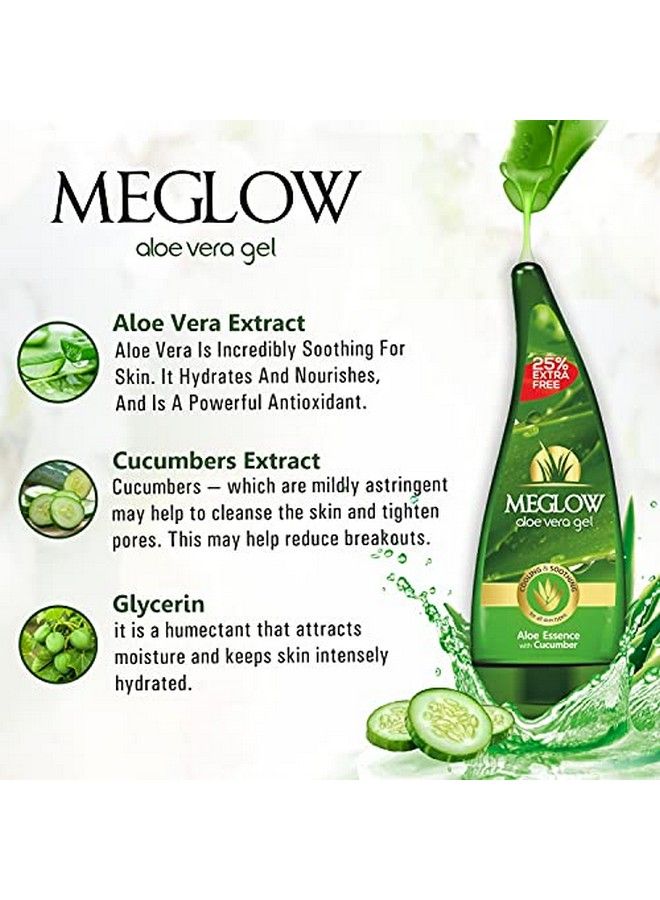 Aloe Vera Gel Combo Pack Of 3 (125G Each) Enriched Aloevera And Cucumber Extract ;; Cooling & Soothing For All Skin Type ;; Paraben Free ;; Fast Absorbing Formula Hydrated & Nourished Hair & Skin