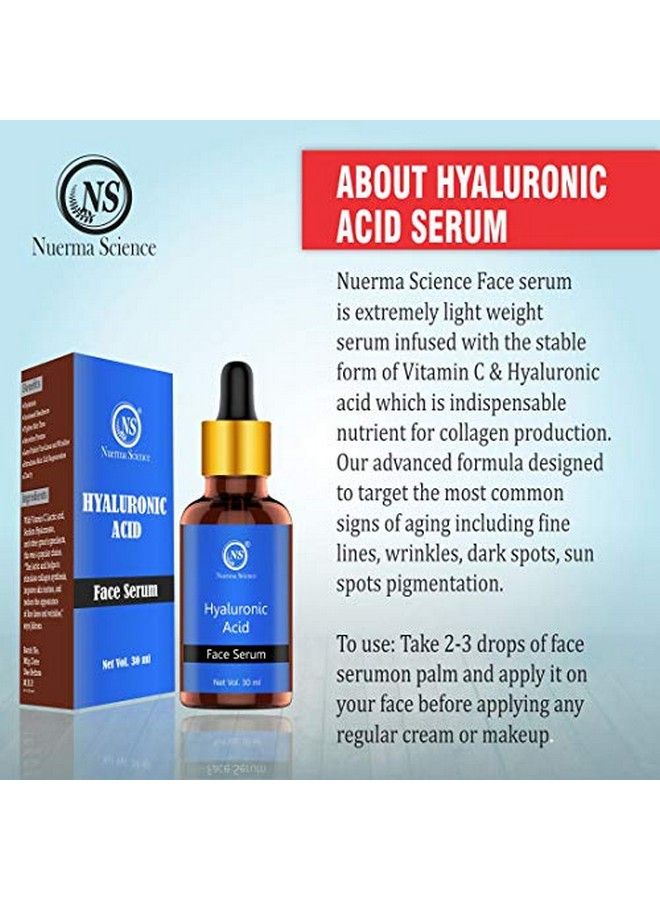 Hyaluronic Acid Face Serum (For Skin Brightening Anti Aging Spotless Skin Dark Circles With Vitamin E & C)