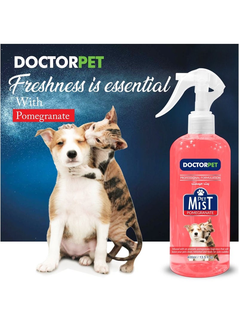 Doctor Pet Pomegranate Fragrance Mist Cologne 400ML – Pet Safe Deodorizing Spray, Long-Lasting Freshness, Sweet Pomegranate Scent, Hypoallergenic for Cats and Dogs