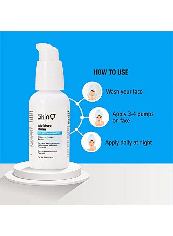Moisture Balm Moisturizer For Face; Moisturiser For Oilydry & Normal Skin With Hyaluronic Acid Ceramides. Dermatologist Formulated Face Moisturiser For Indian Skin Only (50G)