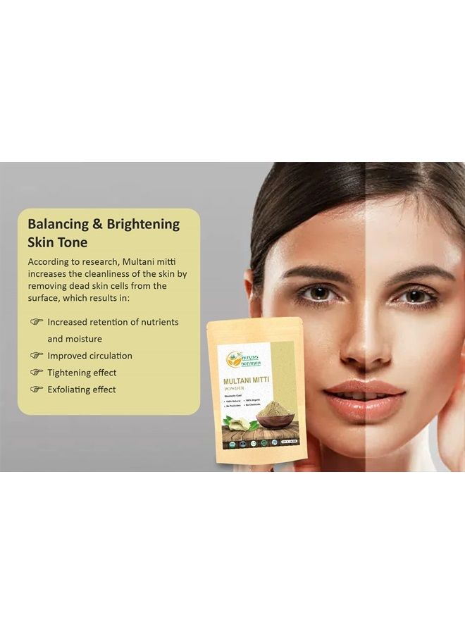 Multani Mitti Earth Clay Bentonite Clay 100% Organic Clay Mask Face Mask Skin Care Indian Healing Kaolin Clay Indian Deep Pure Grade Cleansing Sodium Facial Calcium Natural Green Secret 5.3 Oz