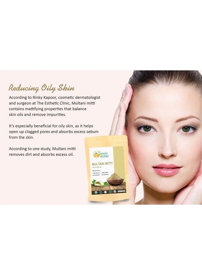 Multani Mitti Earth Clay Bentonite Clay 100% Organic Clay Mask Face Mask Skin Care Indian Healing Kaolin Clay Indian Deep Pure Grade Cleansing Sodium Facial Calcium Natural Green Secret 5.3 Oz