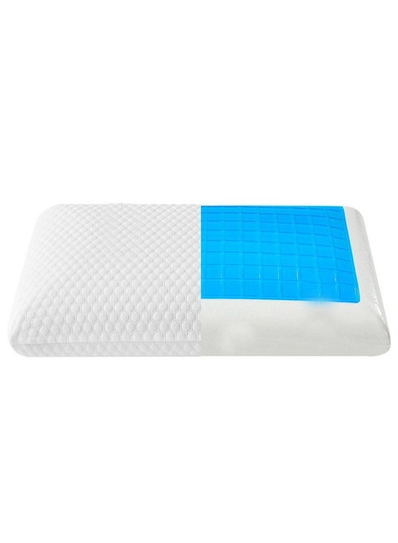 Memory Foam Pillow Cervical Cooling Pillow Bed Pillowcase Cool Gel Neck Orthopedic Pillow with Removable Washable Cover White