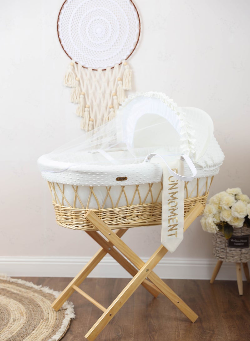 Moses Basket Cot With Stand (White)