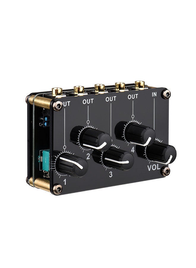 1-In-4-Out Passive Mixer Module Mini Stereo 4-Channel Passive Mixer Audio Mixer 1 Audio Input To 4 Output Ultra Compact Low Noise For Recording Studio Console Stage Small Club Or Bar