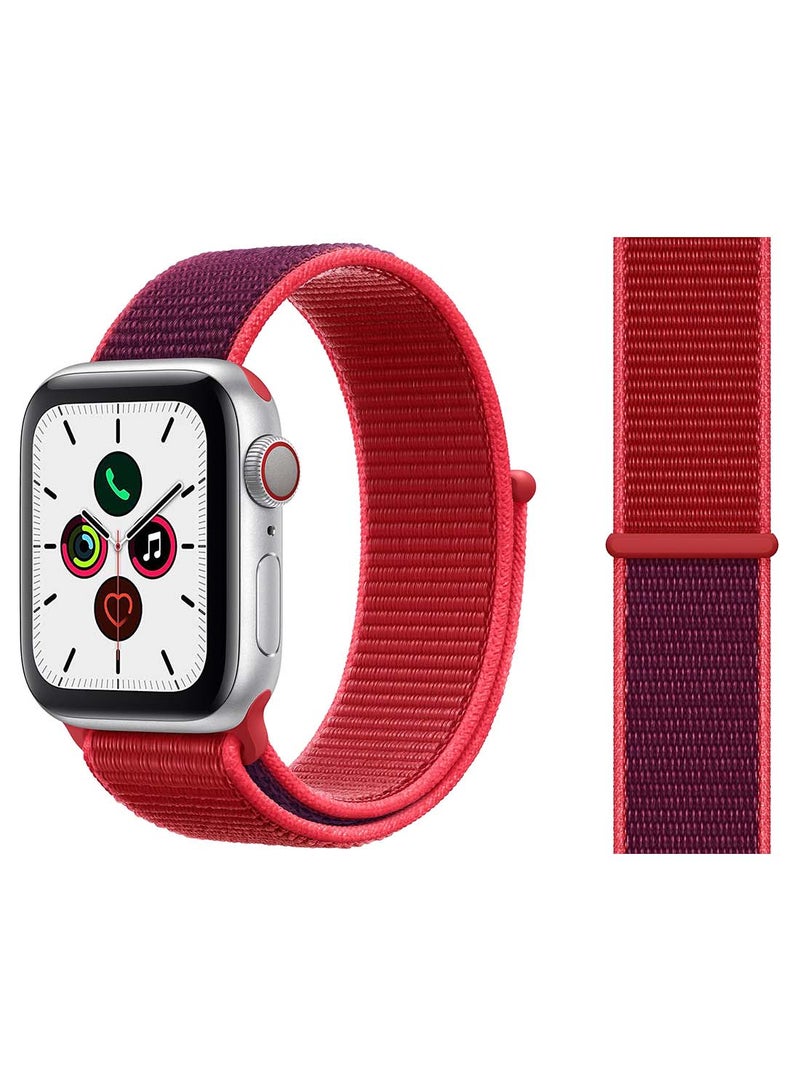 Nylon Replacement Band For Apple Watch Series 5/4/3/2/1 44/42mm Red Purple