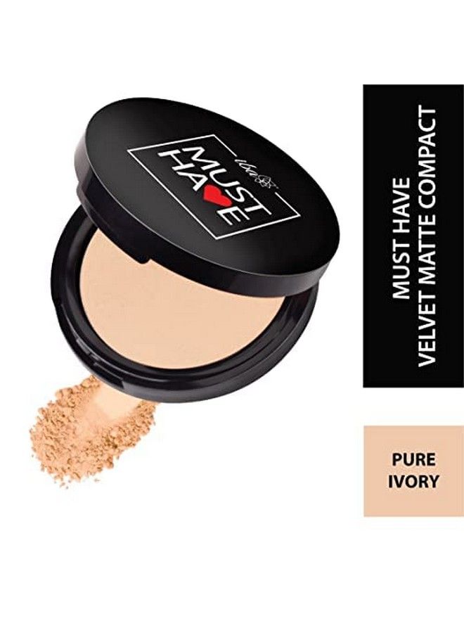 Must Have Velvet Matte Pressed Compact Powder Pure Ivory 9G High Coverage Ultra Blendable Face Makeup Spf 15 Oil Free Fresh Matte Finish Look 100% Natural