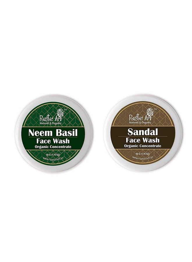 Organic Face Wash Concentrates For Deep Cleansing & De Tanning With Neem Basil & Sandal 50 Gms Each