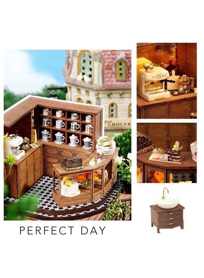 Dollhouse Miniature Diy House Kit Creative Room With Furniture For Romantic Artwork Gift (Forest Teashop)