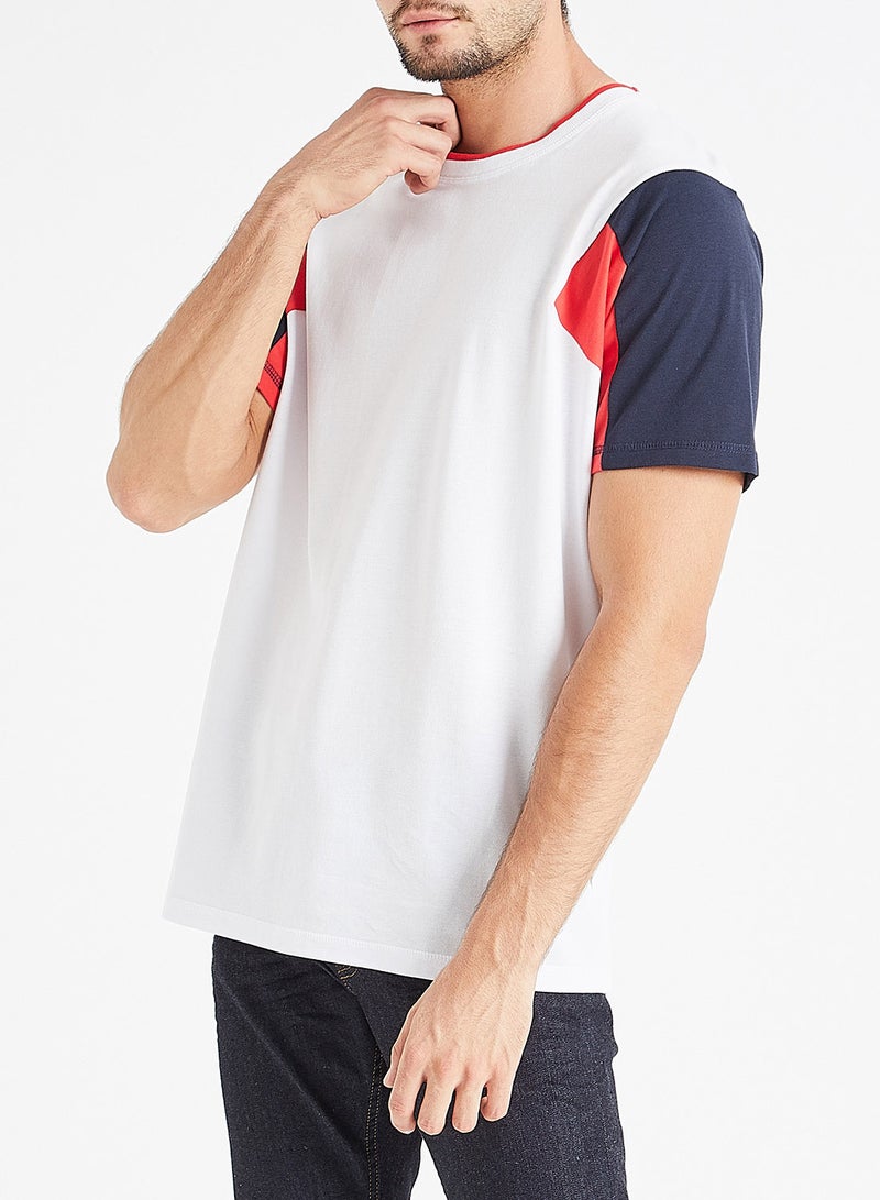 Colourblock Sleeve T-Shirt White