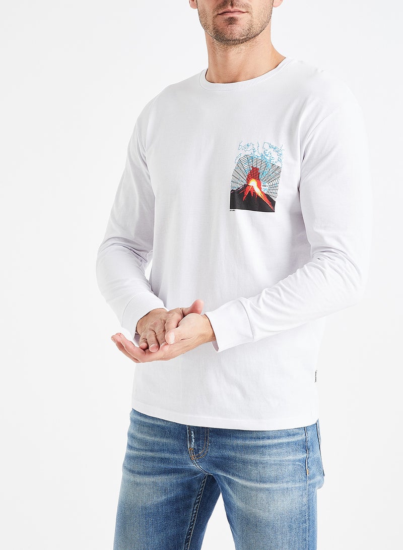 Volcano Print T-Shirt White
