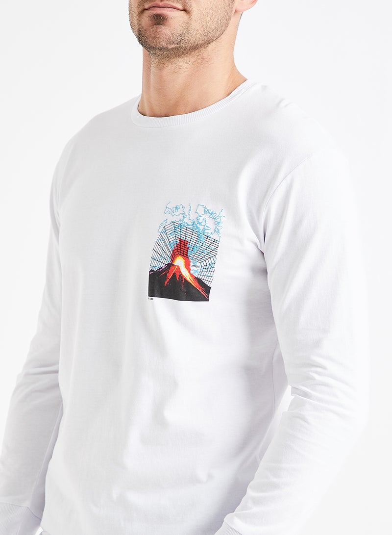 Volcano Print T-Shirt White