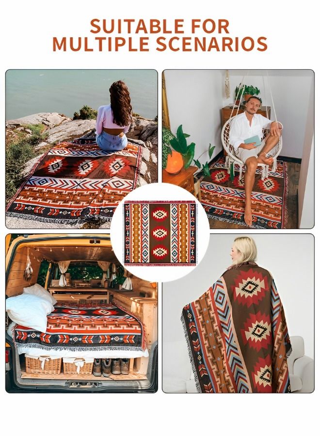 Beach Blanket ,Multi Use Outdoor Camping Mat, Picnic Blanket, Exercise Stretching Mat,Boho-Chic Windproof Blanket,Camping Supplies