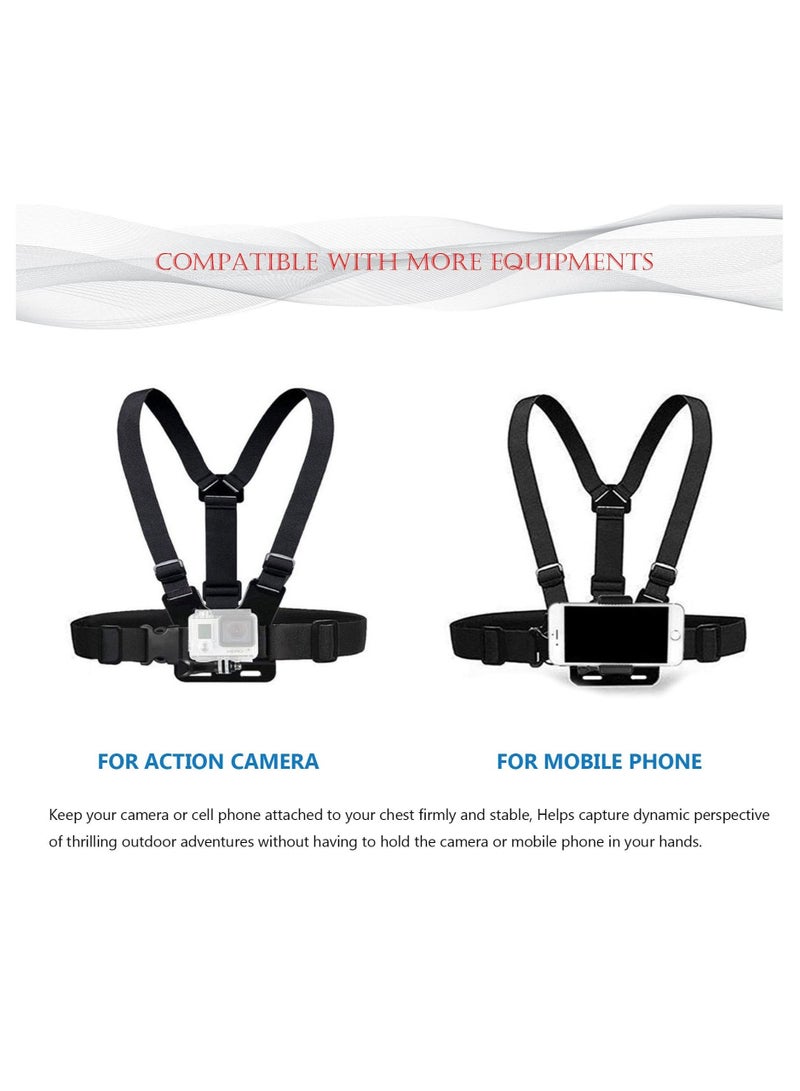 Camera Chest Mount Strap Harness for DJI Osmo KASTWAVE Adjustable Cell Phone with Sports Installation Bracket kit Mobile Backpack Clip Holder