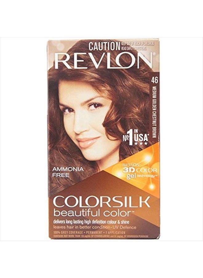 Revlon Colorsilk Beautiful Color, Medium Golden Chestnut Brown [46] 1 ea(Pack of 2)