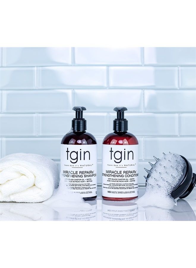 tgin Miracle RepaiRx Strengthening Shampoo For Damaged Hair with Black Castor Oil and Biotin - Repair - Protect - Restore - 13 Oz