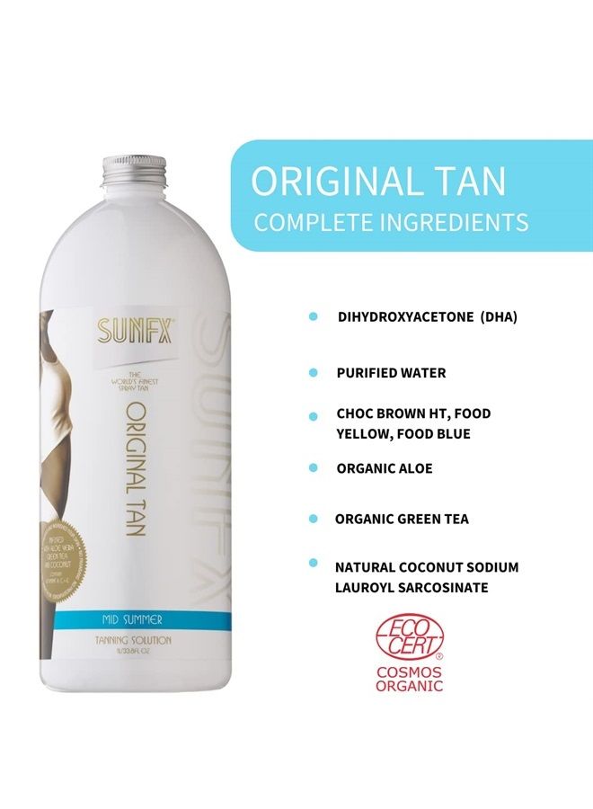 Original Tan - All Natural Spray Tanning Solution(1L/33.8 fl oz, DARK SUMMER