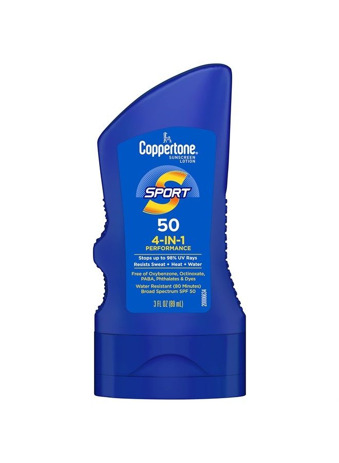 SPORT Sunscreen SPF 50 Lotion, Water Resistant , Body Sunscreen Lotion, Travel Size , 3 Fl Oz