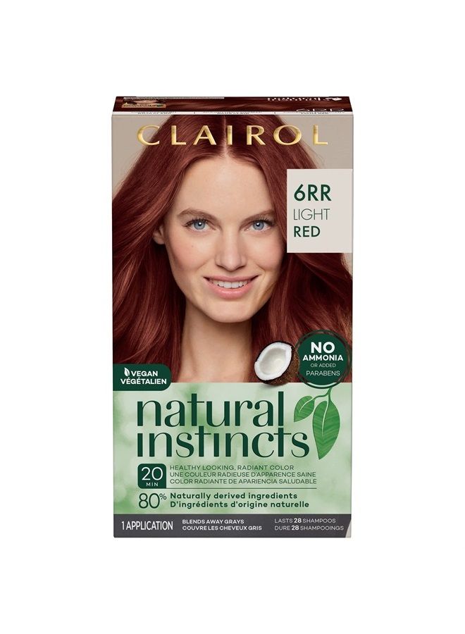 Natural Instincts Demi-Permanent Hair Dye, 6RR Light Red Hair Color, Pack of 1