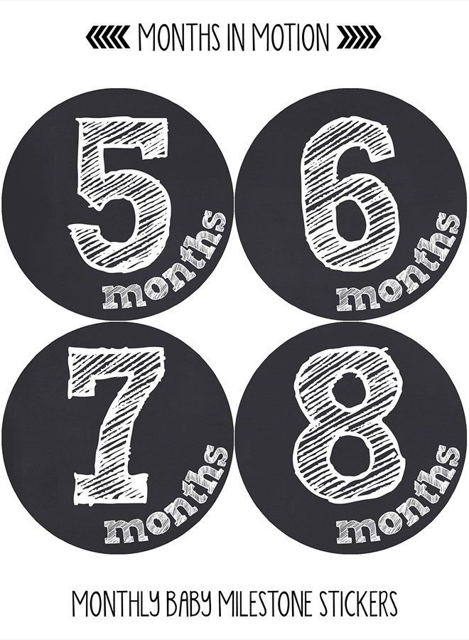 Gender Neutral Baby Month Stickers - Monthly Milestone Sticker for Boy or Girl - Infant Photo Prop for First Year - Shower Gift - Newborn Keepsakes - Unisex- Chalkboard