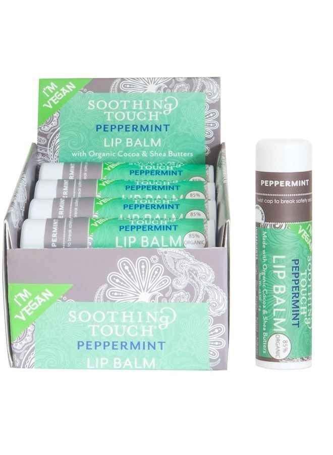 Peppermint Vegan Organic Lip Balm, .25 oz (Case of 12)
