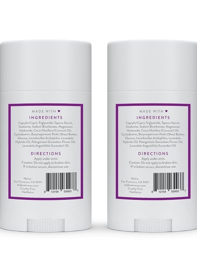 Deodorant | Natural Deodorant for Women and Men, Aluminum Free with Baking Soda, Probiotics, Coconut Oil and Shea Butter | Lavender & Rose - Pack of 2