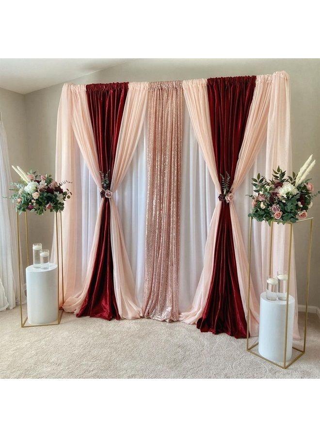 10x10 Peach Backdrop Curtain for Parties Wedding Curtains Wrinkle Free Chiffon Background Backdrop Drapes Fabric, 2 Panels 5ft x 10ft