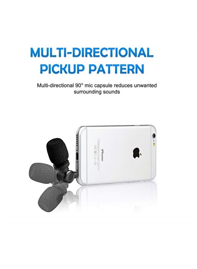 SmartMic Mini Condenser Flexible Microphone for Smartphones,Vlogging Microphone for iPhone and YouTube Video, Mic for iOS Apple iPhone iPad and Android Phone