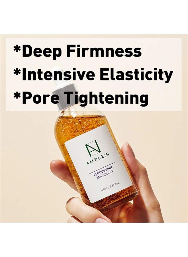 AMPLE:N Peptide Shot Ampoule 2X – Intensive Age Defying Concentrate Face Serum with Peptide Threads – Erasing Wrinkles and Improve Firmness – Lifting Sagging Skin – Plump, Repairs Skin, 3.38 fl.oz.
