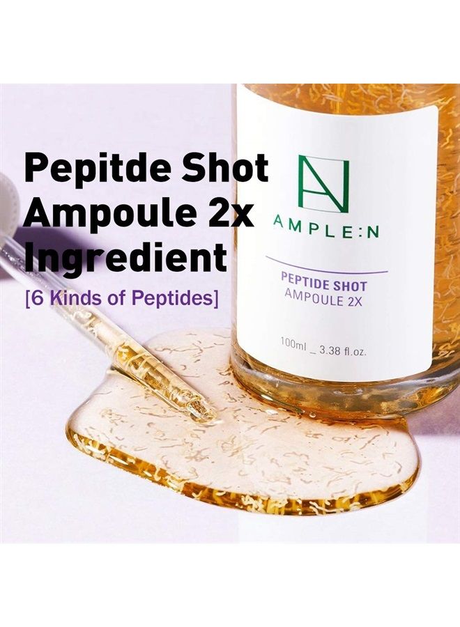 AMPLE:N Peptide Shot Ampoule 2X – Intensive Age Defying Concentrate Face Serum with Peptide Threads – Erasing Wrinkles and Improve Firmness – Lifting Sagging Skin – Plump, Repairs Skin, 3.38 fl.oz.