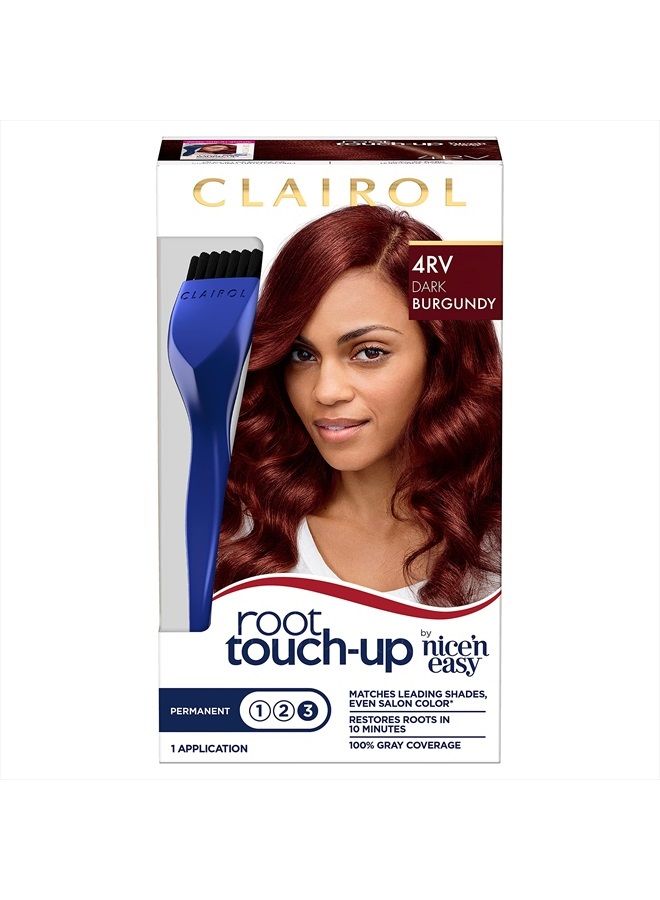 Root Touch-Up by Nice'n Easy Permanent Hair Dye, 4RV Dark Burgundy Hair Color, Pack of 1