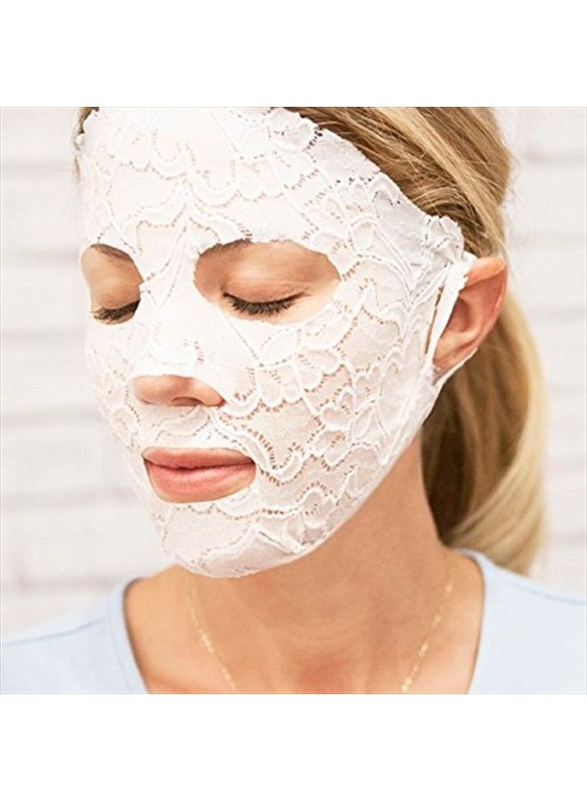LACE YOUR FACE Patented Compression Facial Mask, AS SEEN ON SHARK TANK, Reusable Biodegradable Cotton Anti Aging Skin Care, Healing Yogurt Milk, Single