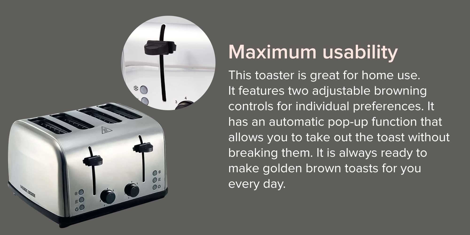 4-Slice Stainless Steel Toaster 1800.0 W ET304 Silver/Black