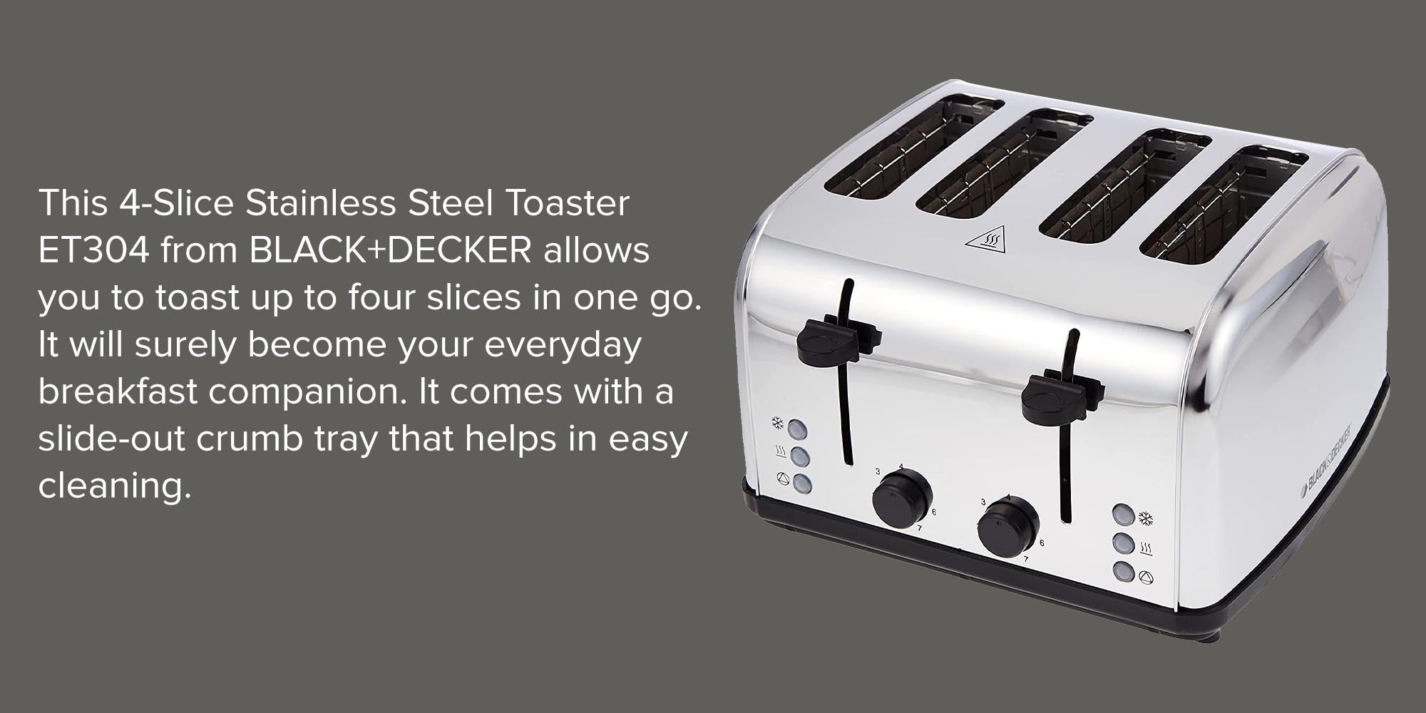 4-Slice Stainless Steel Toaster 1800.0 W ET304 Silver/Black