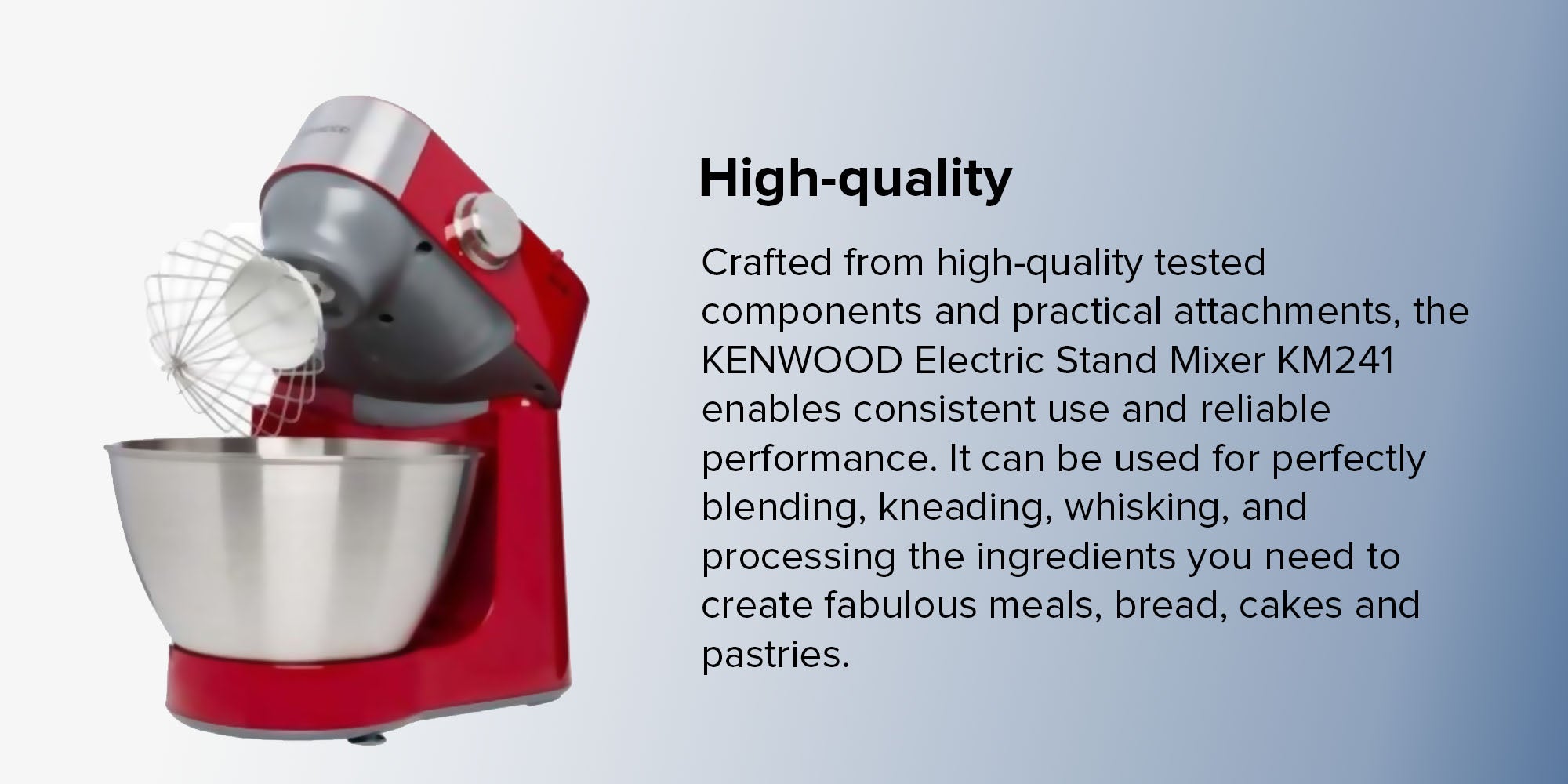 Electric Stand Mixer 900W 4.3 L 900.0 W KM241 Red/Silver
