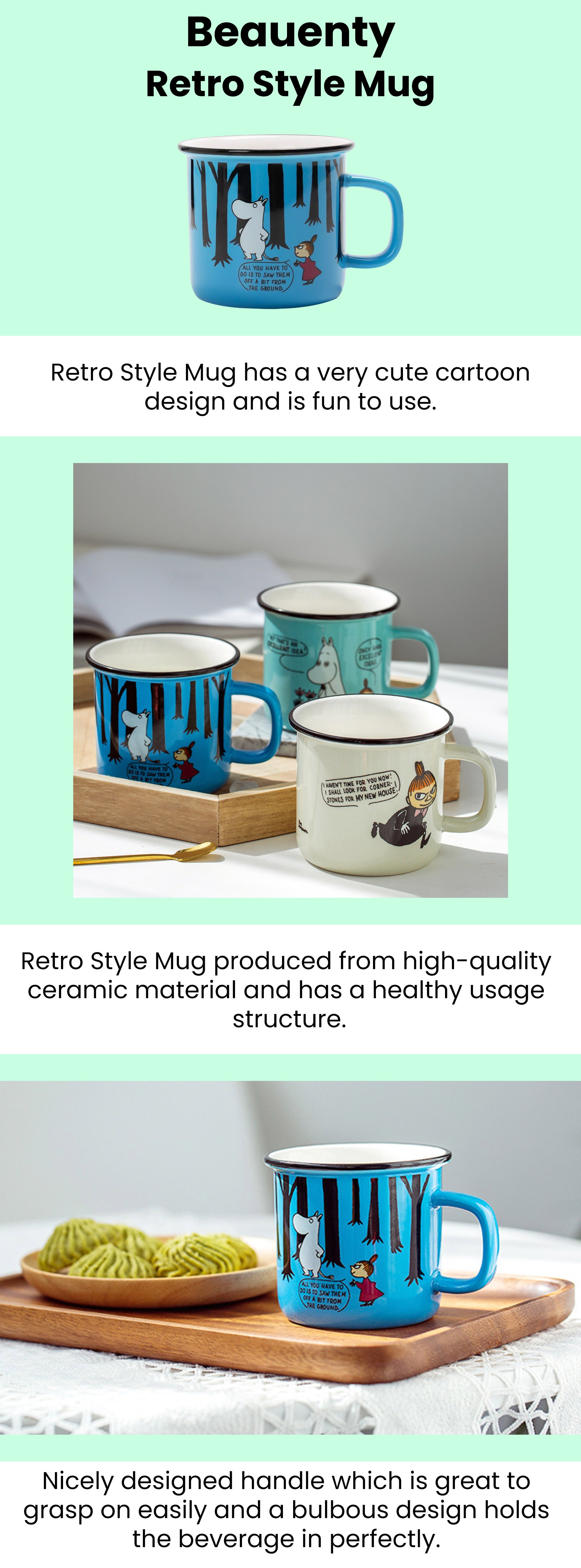 Retro Style Mug Blue/Black/White