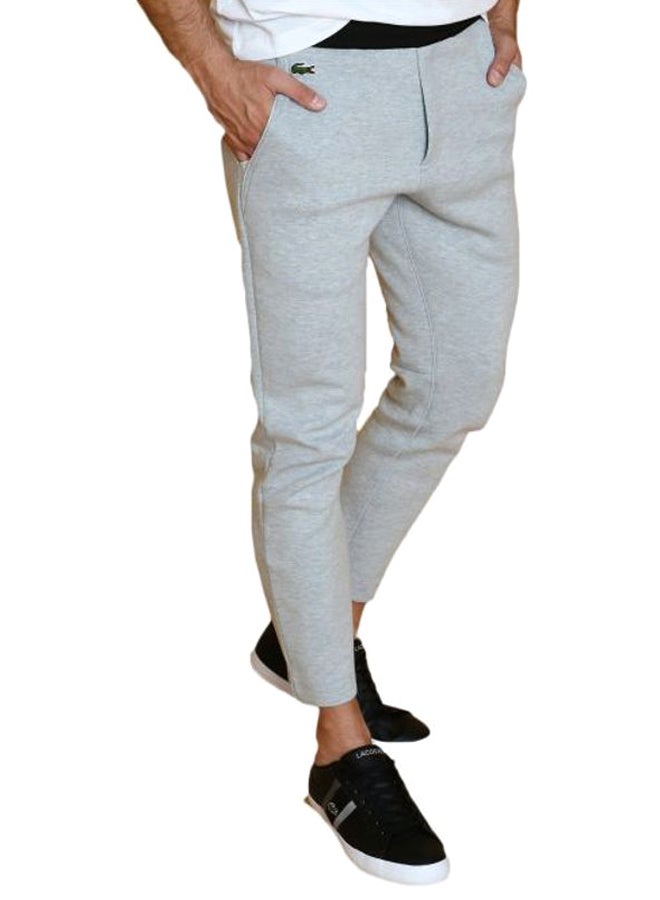 Contrast Waistband Fleece Sweatpants Grey