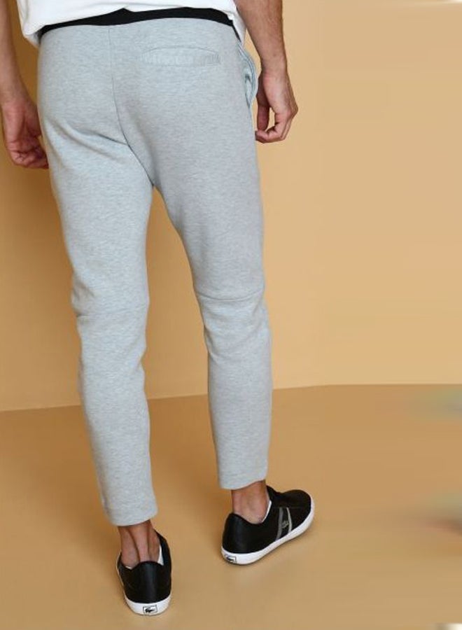 Contrast Waistband Fleece Sweatpants Grey